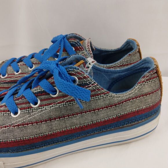Converse Multicolor Striped Canvas Shoes Low Top Junior Mens 6 Womens 8 8.5 - Picture 9 of 16
